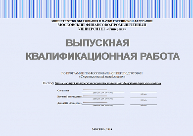 Выпускная квалификационная работа по стратегическому менеджменту. Оптимизация процесса экспертизы проектной документации в компании Синергия MBA